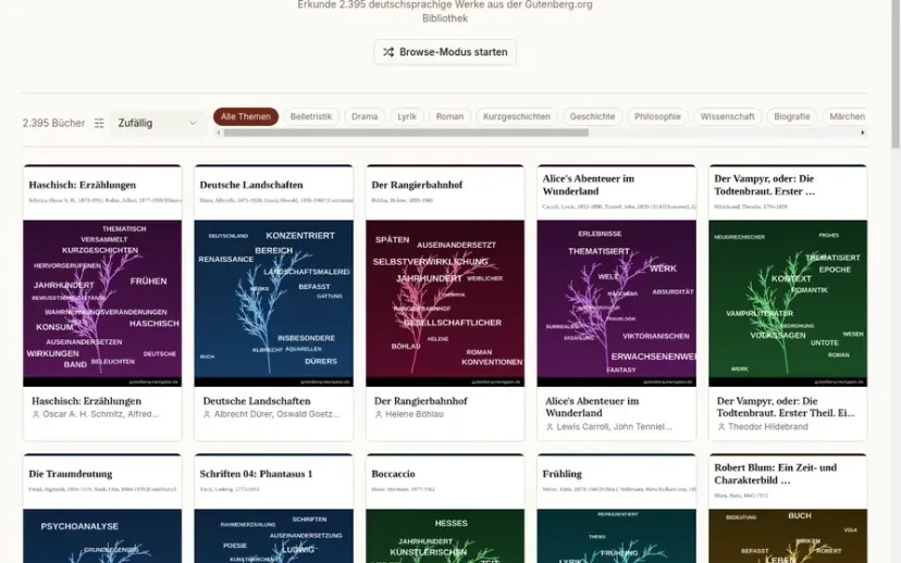 Screenshot der Website Gutenberg Navigator
