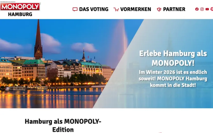 Screenshot der Website Monopoly Hamburg