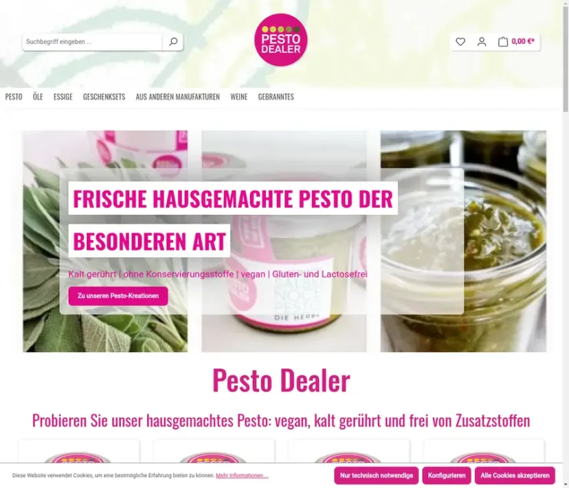 Screenshot des Shops Pesto Dealer