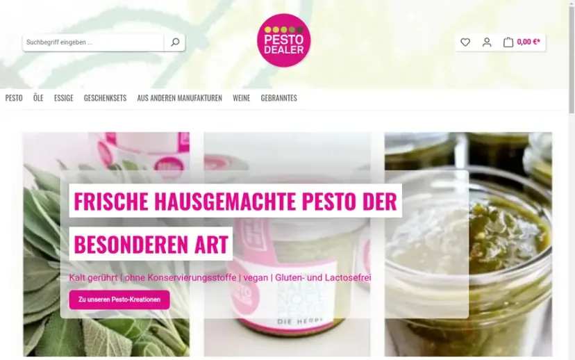 Screenshot des Shops Pesto Dealer